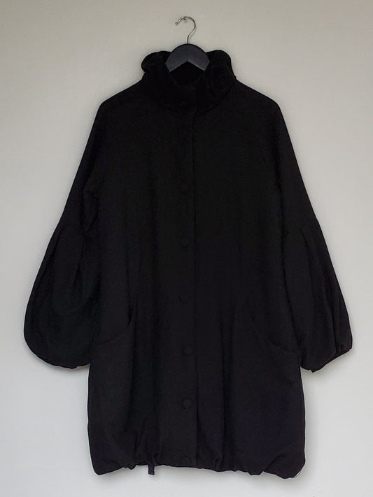 Black Wool Puff Sleeve Coat (M/L)