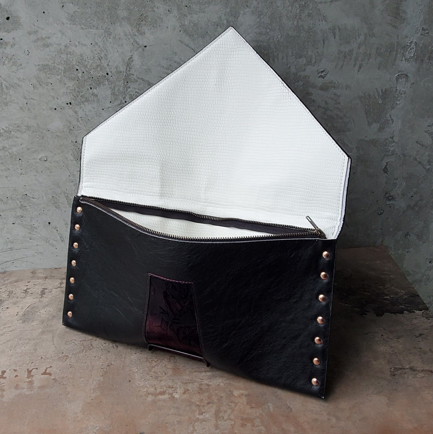 CM Dino Clutch with Silk Tie, Leather & Faux Leather - 1of1