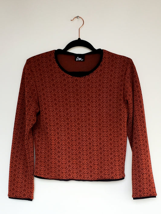 CM Burnt Orange Sweater with Black Ponte Trim (M) - 1of1