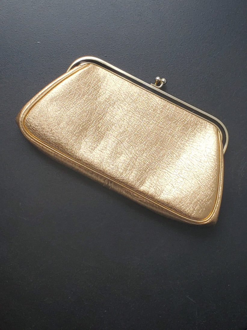 Vintage Gold Faux Leather Clutch