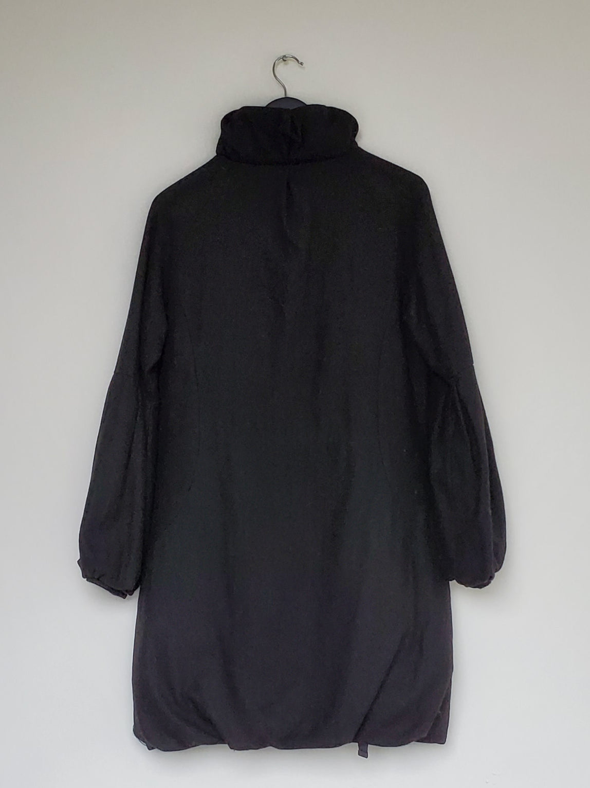 Black Wool Puff Sleeve Coat