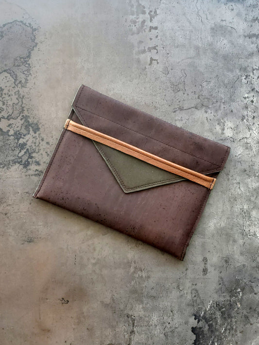 CM Padded Brown Cork, Leather, and Microsuede iPad Case/Clutch