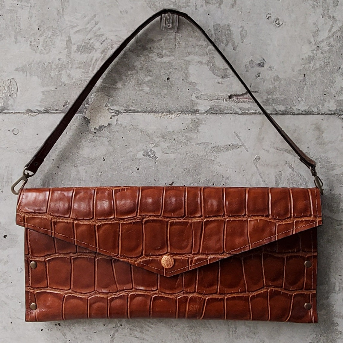 CM Convertible Croc-Embossed Leather Clutch - 1of1