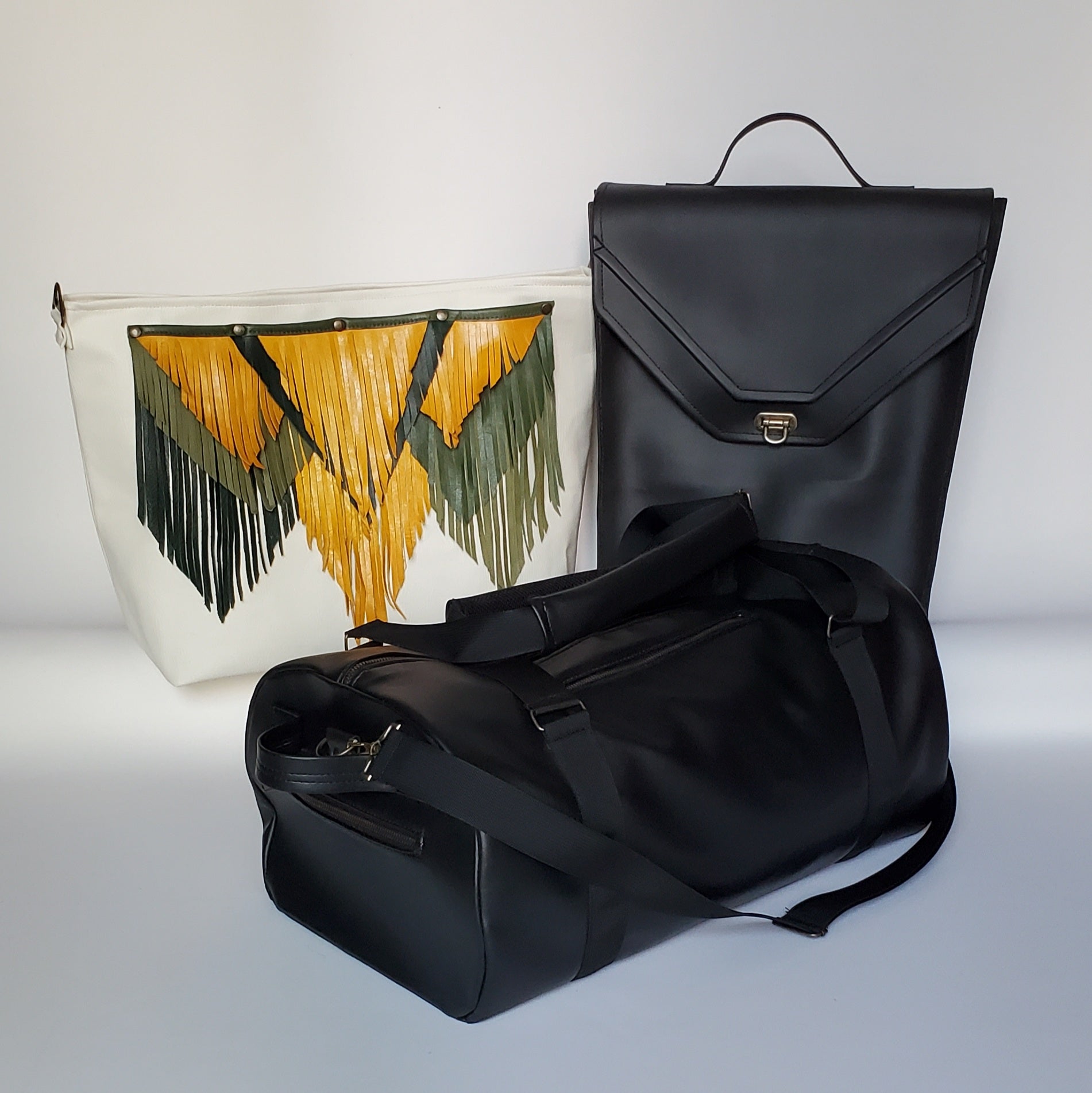 CM Convertible Tote with Mixed Leather Fringe Accent
