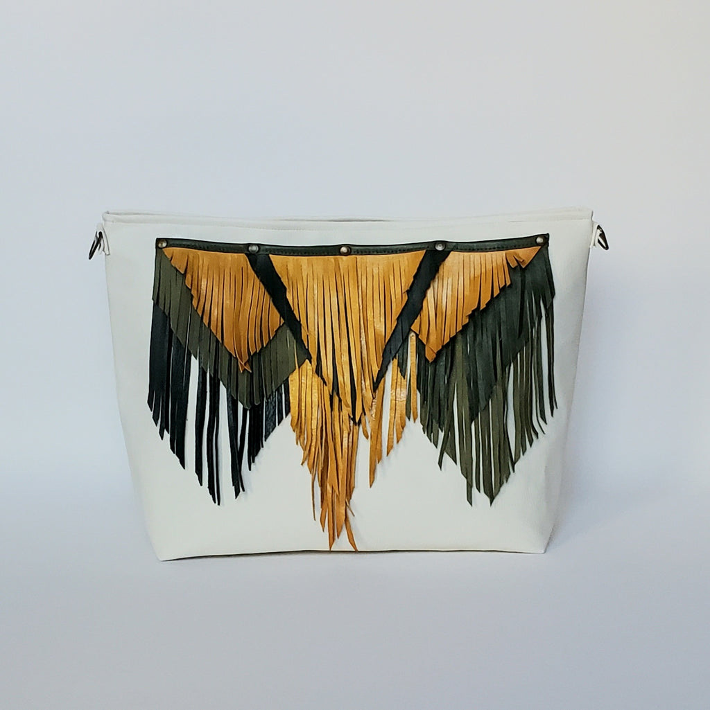 CM Convertible Tote with Mixed Leather Fringe Accent - 1of1